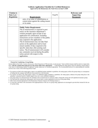 Uniform Application Checklist for Certified Reinsurers (Initial and Renewal Applications), Page 10