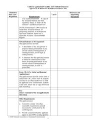 Uniform Application Checklist for Certified Reinsurers (Initial and Renewal Applications), Page 9