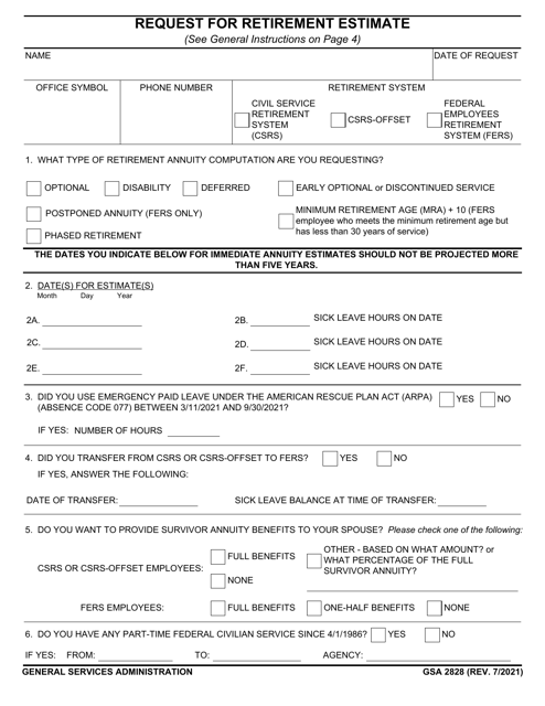 GSA Form 2828  Printable Pdf