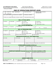 Form BSEE-0125 &quot;End of Operations Report (Eor)&quot;