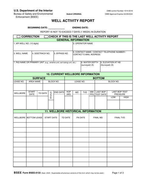 Form BSEE-0133  Printable Pdf