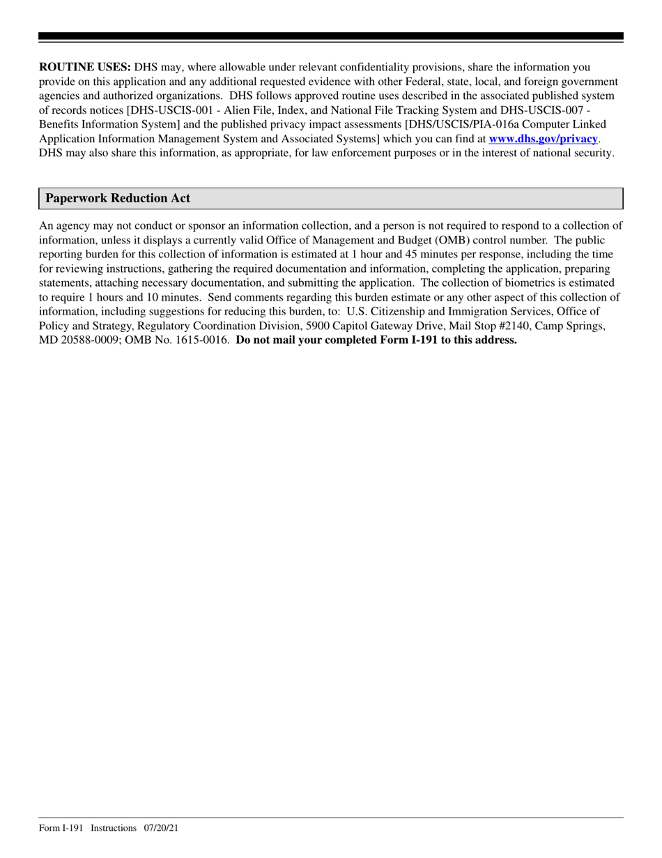 Instructions for USCIS Form I-191 Application for Relief Under Former Section 212(C) of the Immigration and Nationality Act (Ina), Page 13