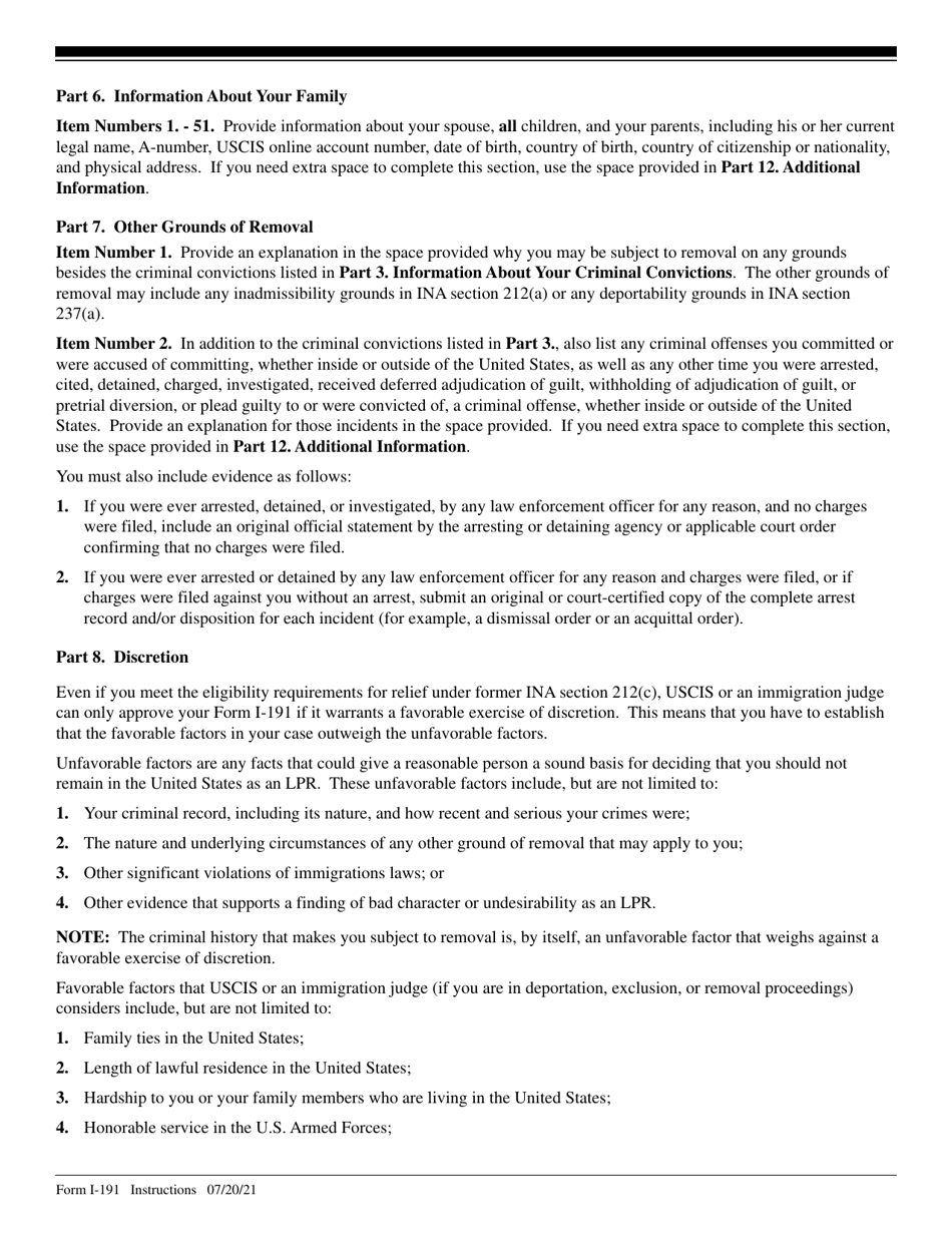 Instructions for USCIS Form I-191 Application for Relief Under Former Section 212(C) of the Immigration and Nationality Act (Ina), Page 8