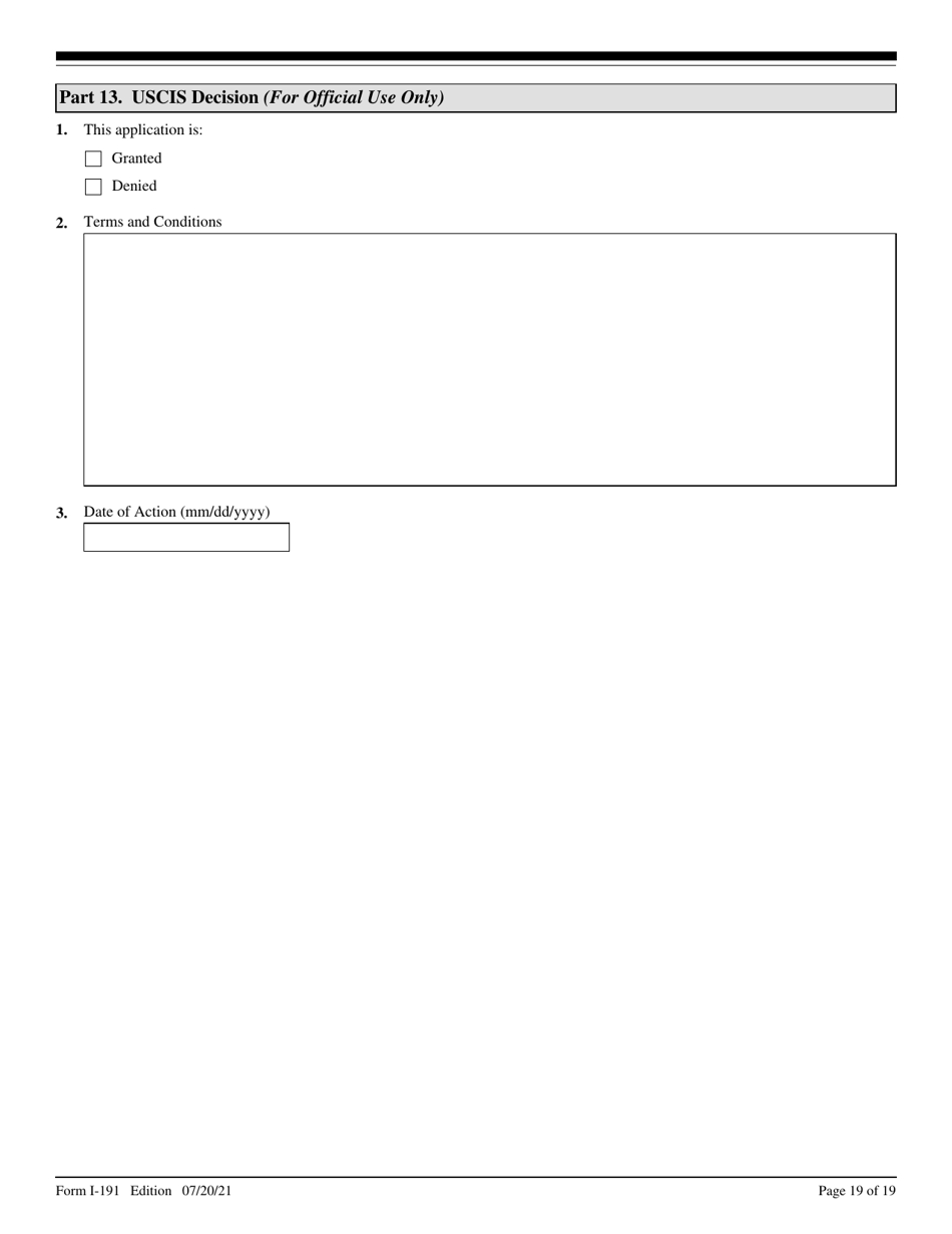USCIS Form I-191 Application for Relief Under Former Section 212(C) of the Immigration and Nationality Act (Ina), Page 19
