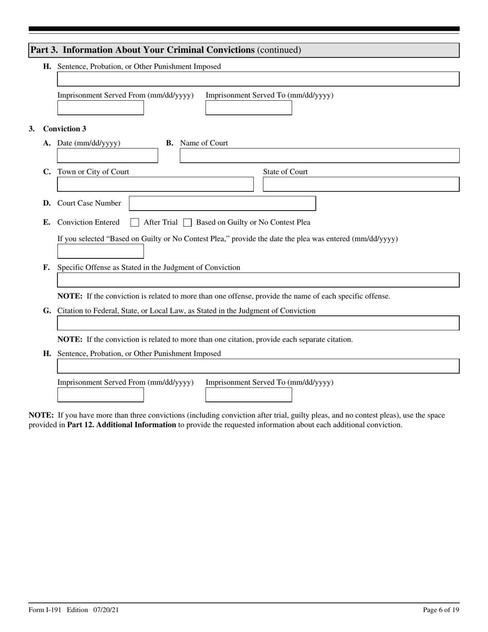 USCIS Form I-191 Application for Relief Under Former Section 212(C) of the Immigration and Nationality Act (Ina), Page 6
