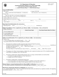 Form ED524B Grant Performance Report Cover Sheet