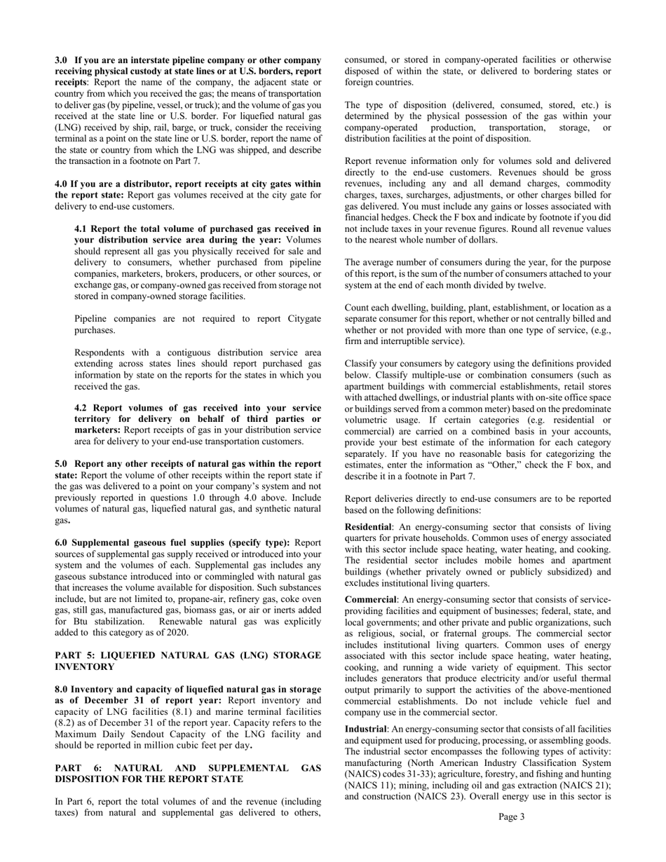 Instructions for Form EIA-176 Annual Report of Natural and Supplemental Gas Supply and Disposition, Page 3