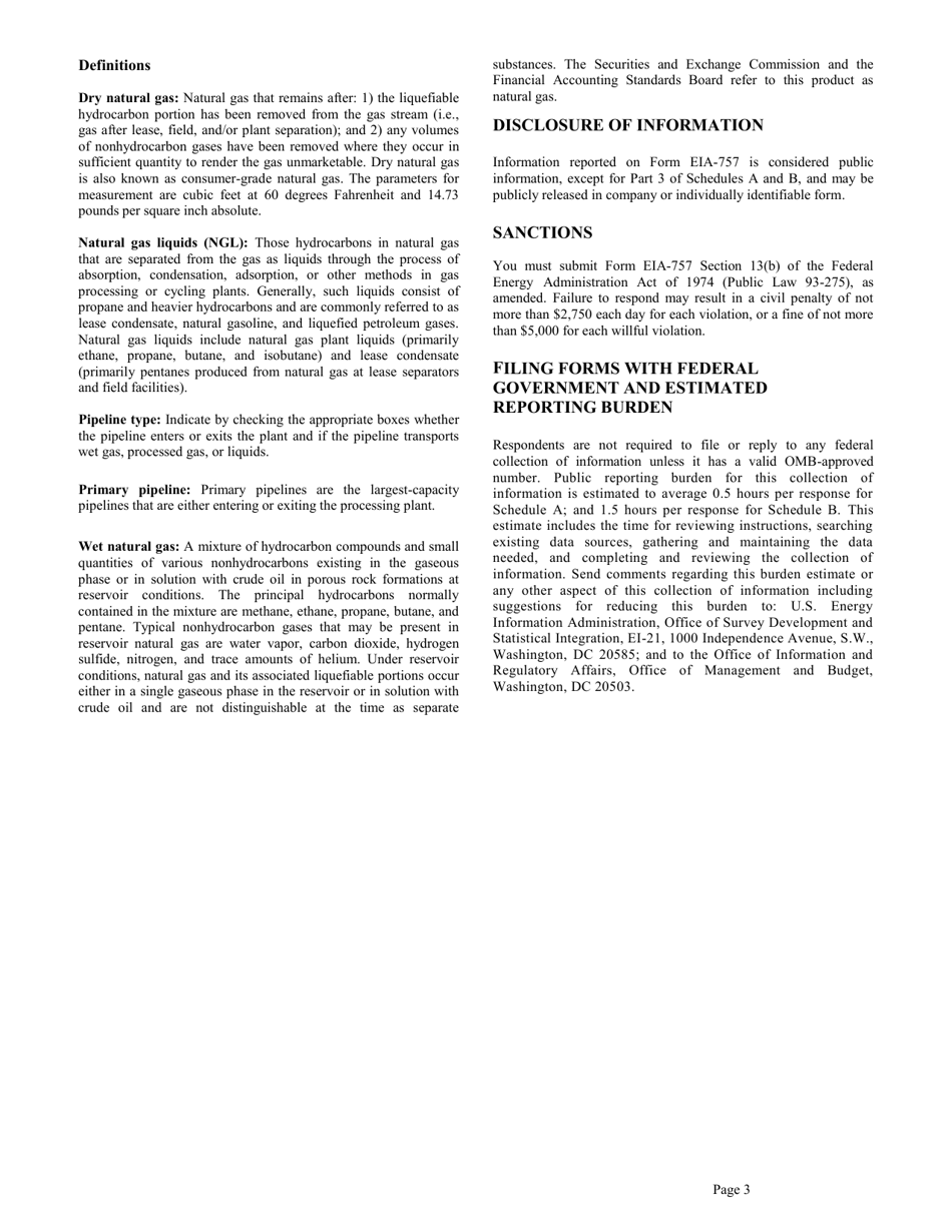 Instructions for Form EIA-757 Schedule A, B Natural Gas Processing Plant Survey, Page 3