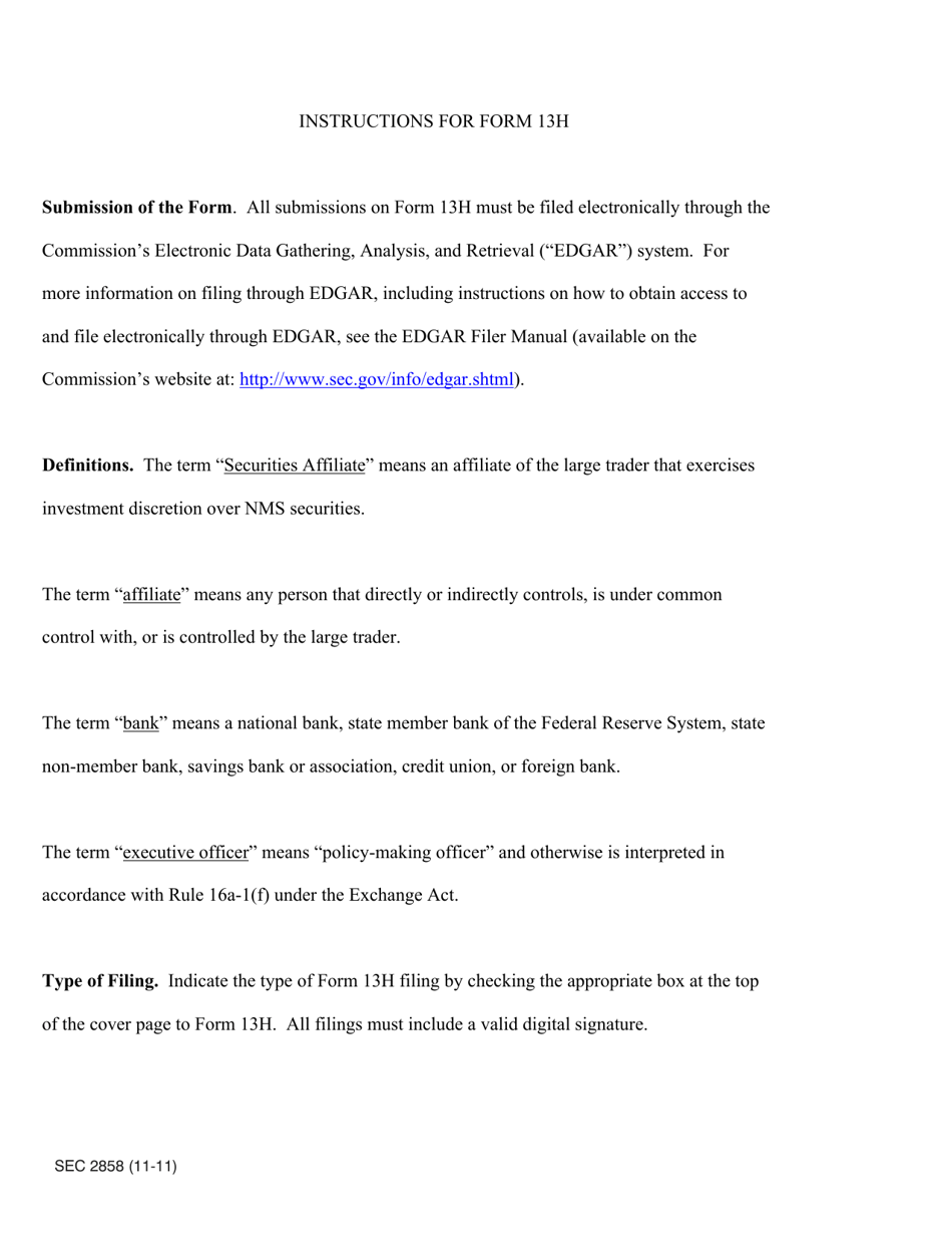 SEC Form 2858 (13H) Large Trader Registration - Information Required of Large Traders Pursuant to Section 13(H) of the Securities Exchange Act of 1934 and Rules Thereunder, Page 7