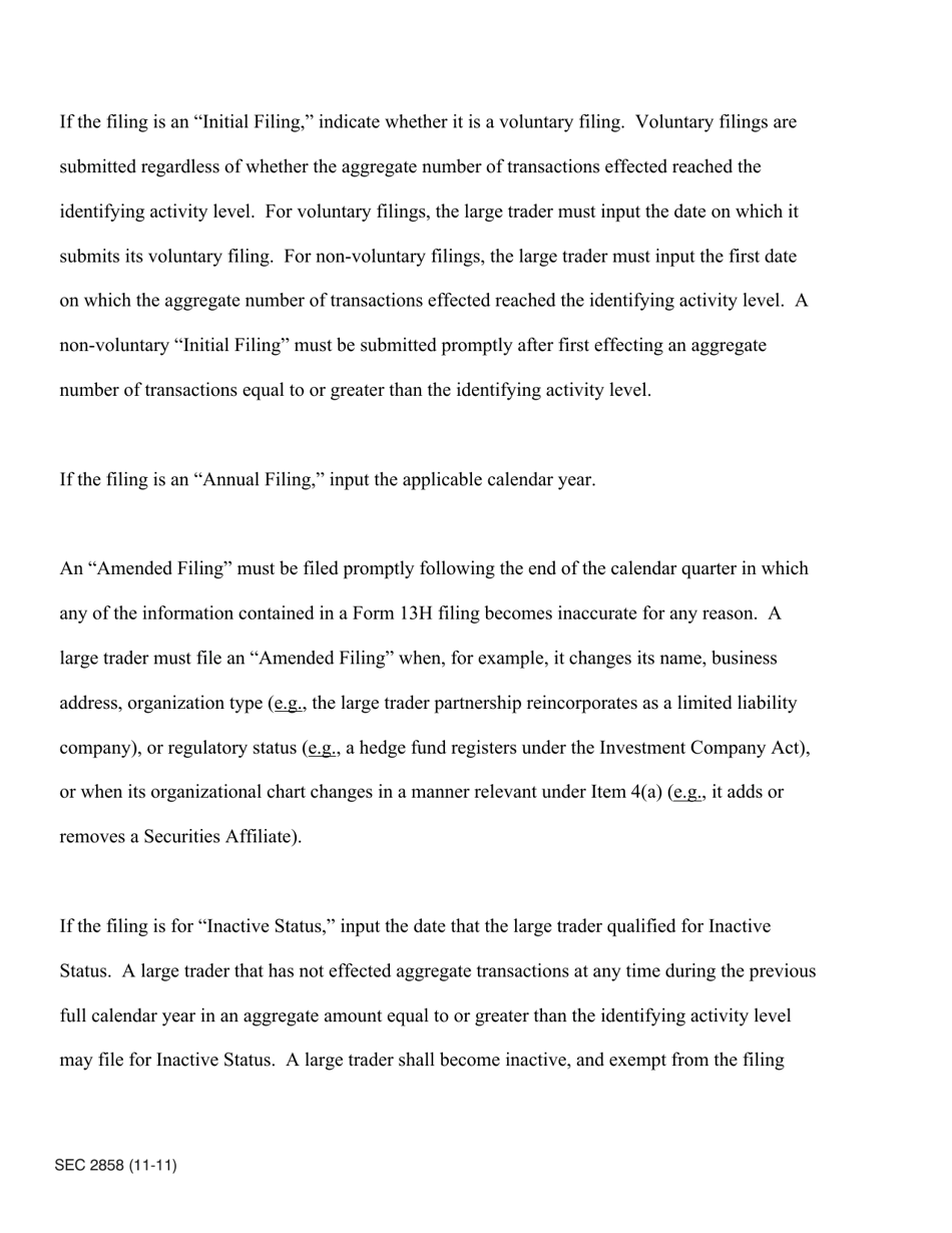 SEC Form 2858 (13H) Large Trader Registration - Information Required of Large Traders Pursuant to Section 13(H) of the Securities Exchange Act of 1934 and Rules Thereunder, Page 8