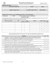 SBA Form 1919 &quot;SBA 7(A) Borrower Information Form&quot;, Page 9
