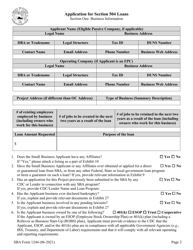 SBA Form 1244 Application for Section 504 Loans, Page 2