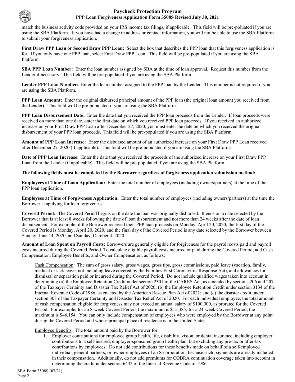 SBA Form 3508S PPP Loan Forgiveness Application Form, Page 4