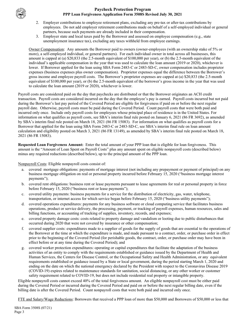 SBA Form 3508S PPP Loan Forgiveness Application Form, Page 5