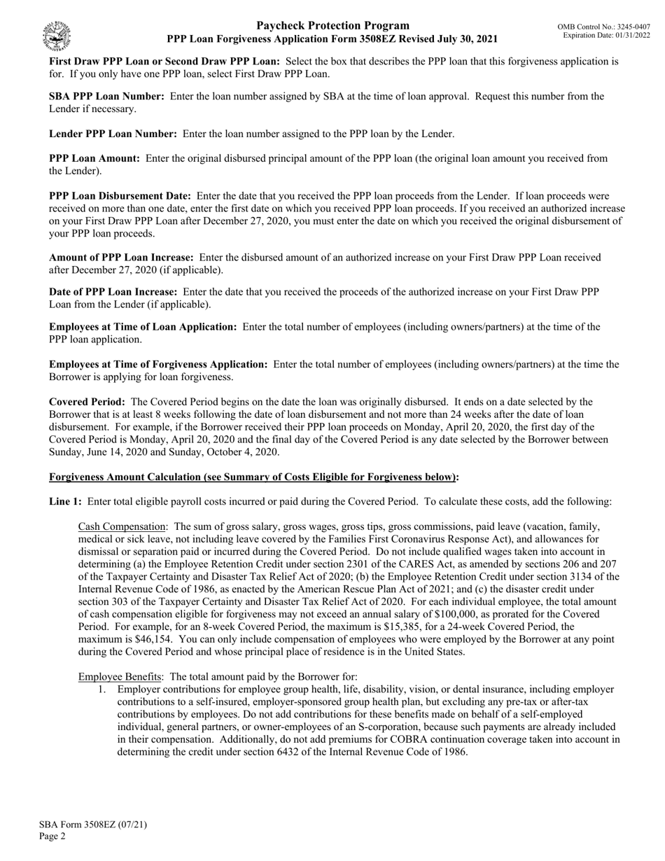 SBA Form 3508EZ PPP Ez Loan Forgiveness Application, Page 5
