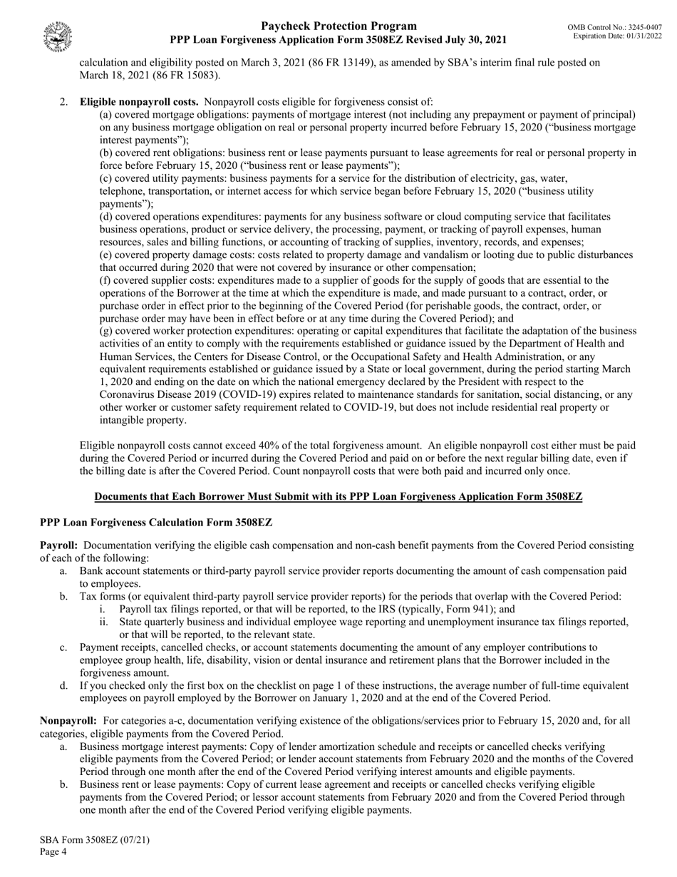 SBA Form 3508EZ PPP Ez Loan Forgiveness Application, Page 7