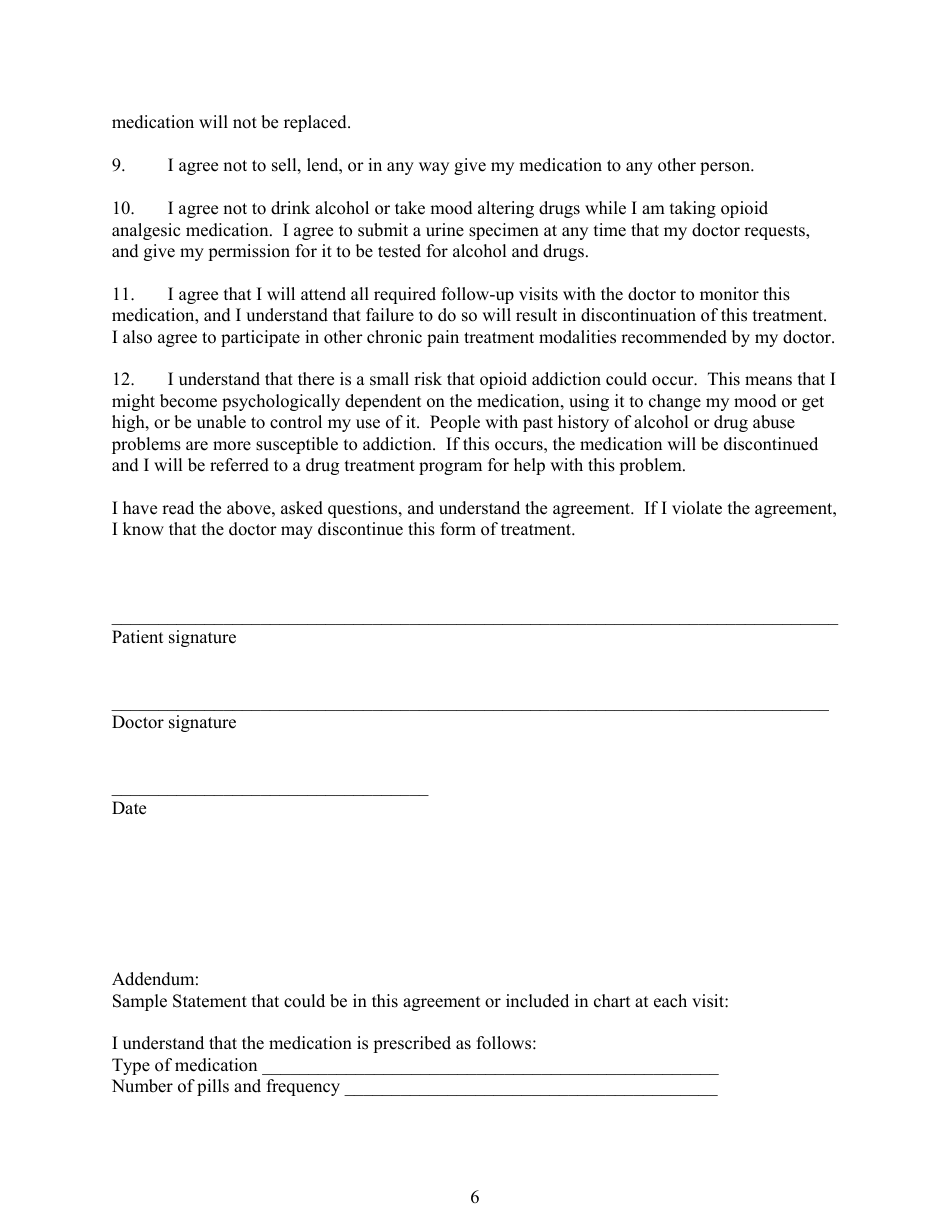 Sample Patient Contract for Using Opioid Pain Medication in Chronic Pam