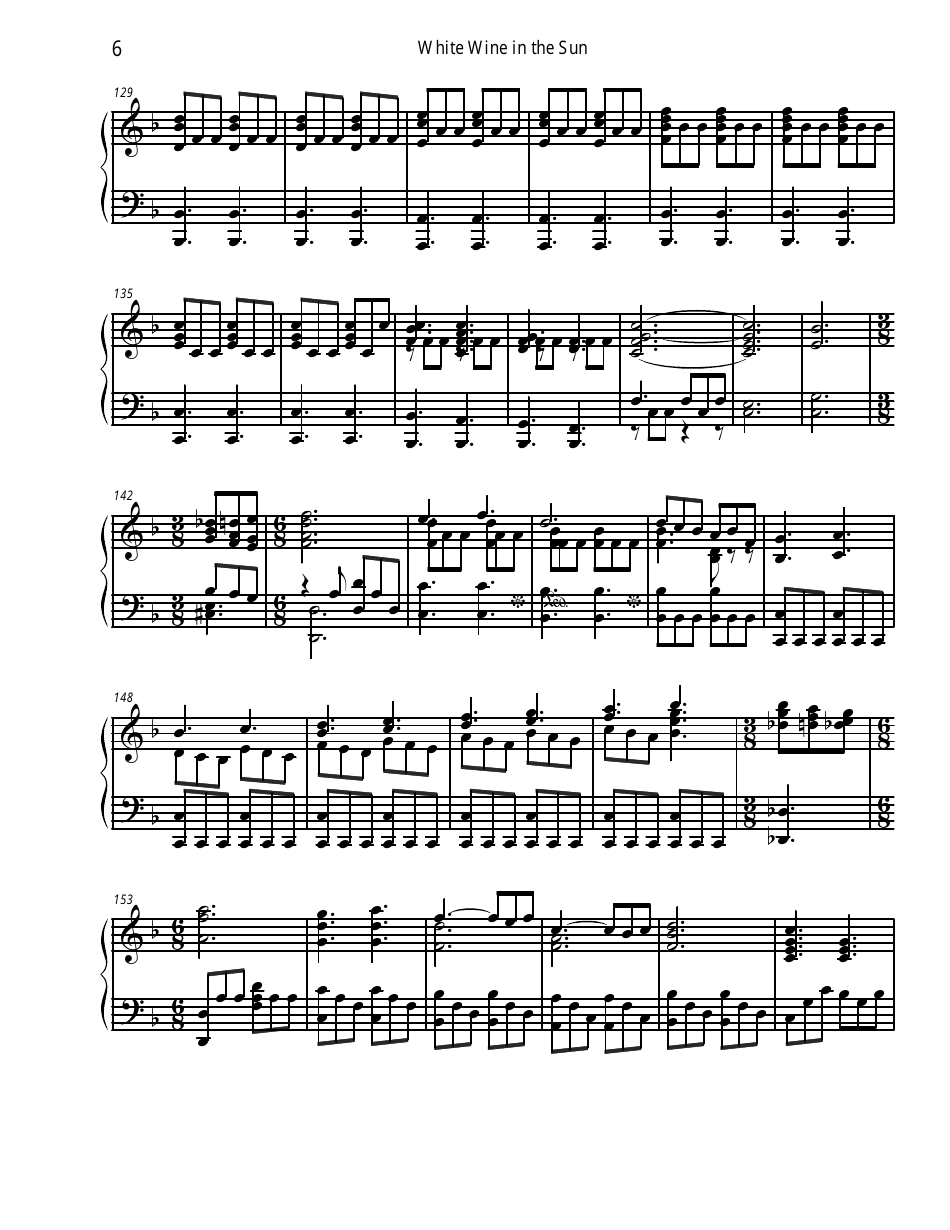 Tim Minchin White Wine in the Sun Piano Sheet Music Download