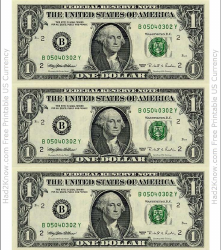 &quot;One Dollar Bill Template - Front&quot;