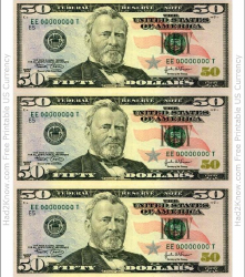 &quot;Fifty Dollar Bill Template - Front&quot;