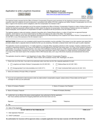 Form LS-272 Application to Write Longshore Insurance