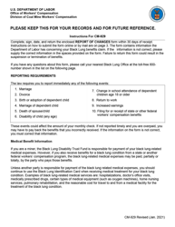 Form CM-929 &quot;Report of Changes That May Affect Your Black Lung Benefits&quot;