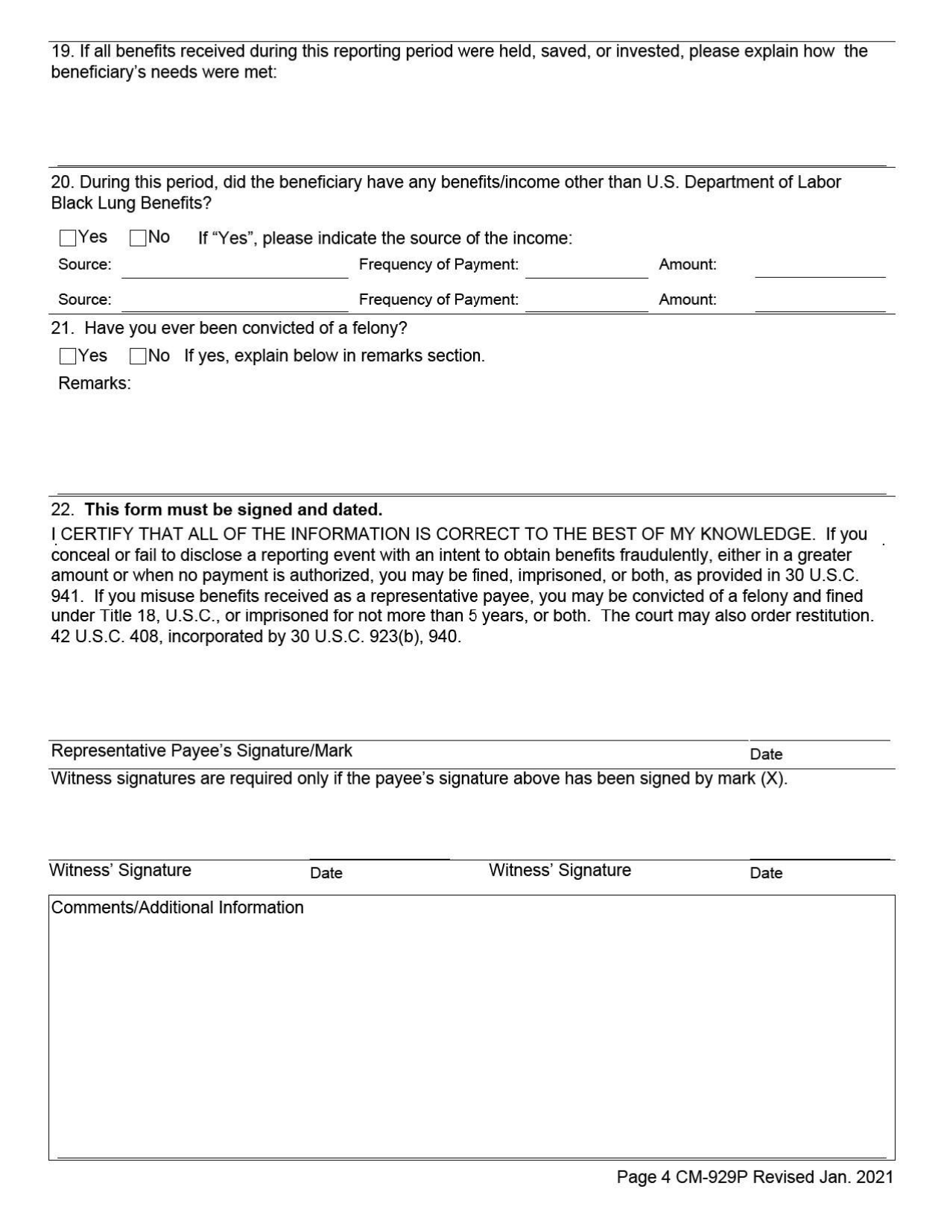 Form CM-929P Report of Changes That May Affect Your Black Lung Benefits, Page 7