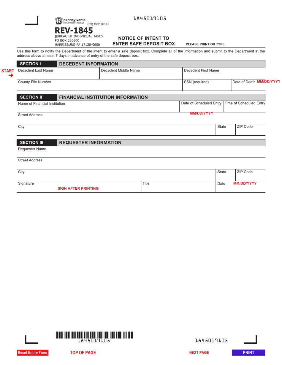 Form REV-1845 Download Fillable PDF or Fill Online Notice of Intent to ...