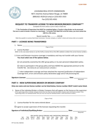 Request to Transfer License to New Broker/Broker Company - Louisiana