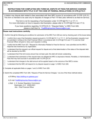 NRC Form 529 Dispute of Fees-For-Service Charges in Accordance With Title 10 of the Code of Federal Regulations (10 Cfr) 170.51, Page 2