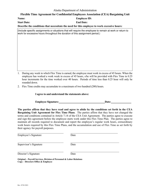 Flexible Time Agreement for Confidential Employees Association (Cea) Bargaining Unit - Alaska Download Pdf