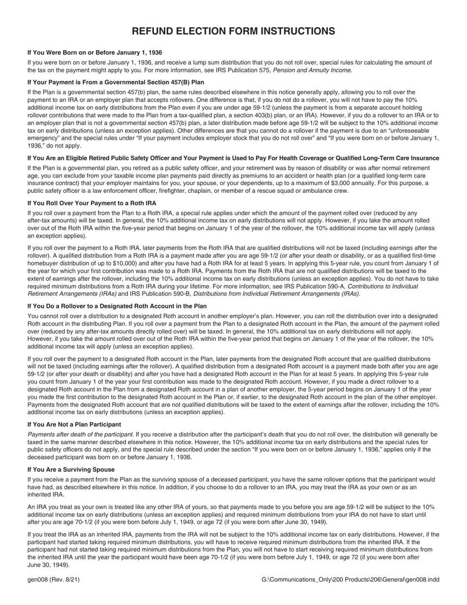 Form GEN008 Refund Election (Pers Tier I / II / Iii, Trs Tier I / II, Jrs) - Alaska, Page 6