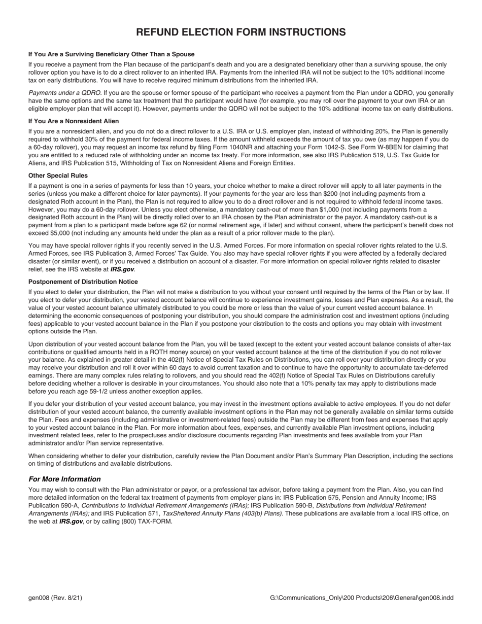 Form GEN008 Refund Election (Pers Tier I / II / Iii, Trs Tier I / II, Jrs) - Alaska, Page 7