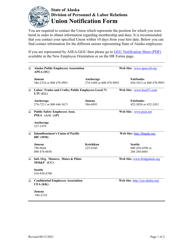 Document preview: Union Notification Form - Alaska