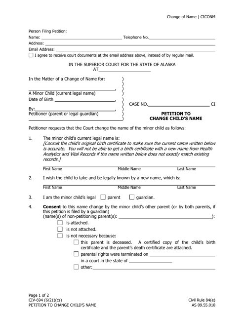 Form CIV-694  Printable Pdf