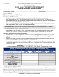 Form CC-214 Child Care Provider Rate Agreement - Arizona