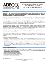 Document preview: Form SWU Biohazardous Medical Waste Transporter License Application - Arizona