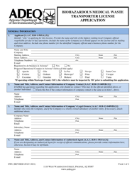Form SWU Biohazardous Medical Waste Transporter License Application - Arizona, Page 3