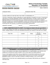 Form CALHR015 Notice of Involuntary Transfer, Demotion, or Termination - California