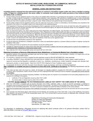 Form HCD433A Notice of Manufactured Home, Mobilehome, or Commercial Modular Installation on a Foundation System - California, Page 2