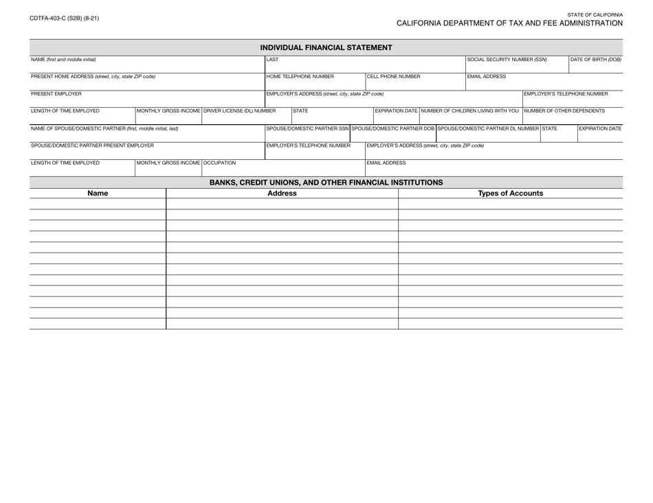 Form CDTFA-403-C Combined Financial Statement - California, Page 4