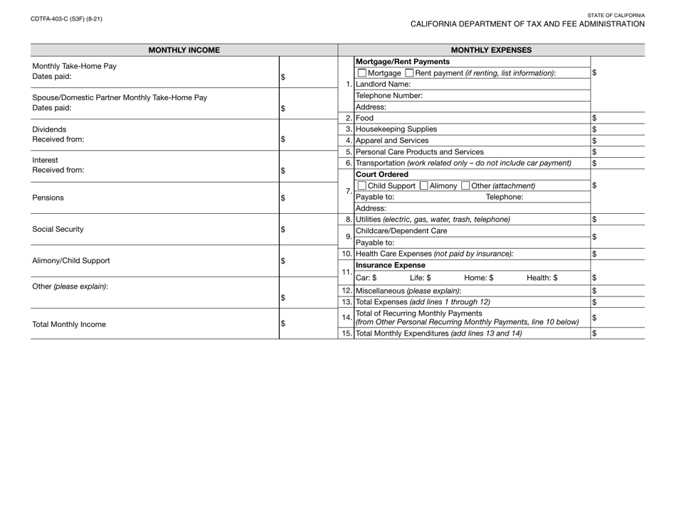 Form CDTFA-403-C Combined Financial Statement - California, Page 5