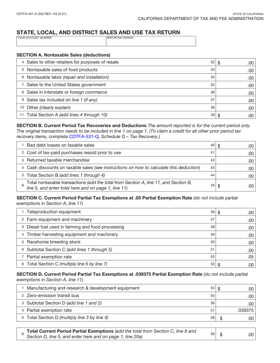 Form CDTFA-401-A State, Local, and District Sales and Use Tax Return - California, Page 3