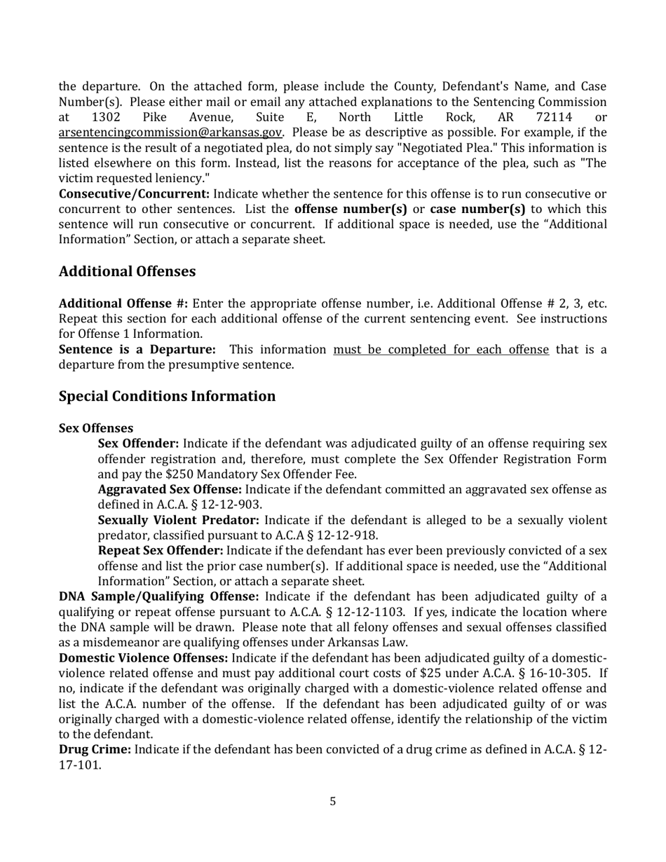 Instructions for Sentencing Order - Arkansas, Page 5