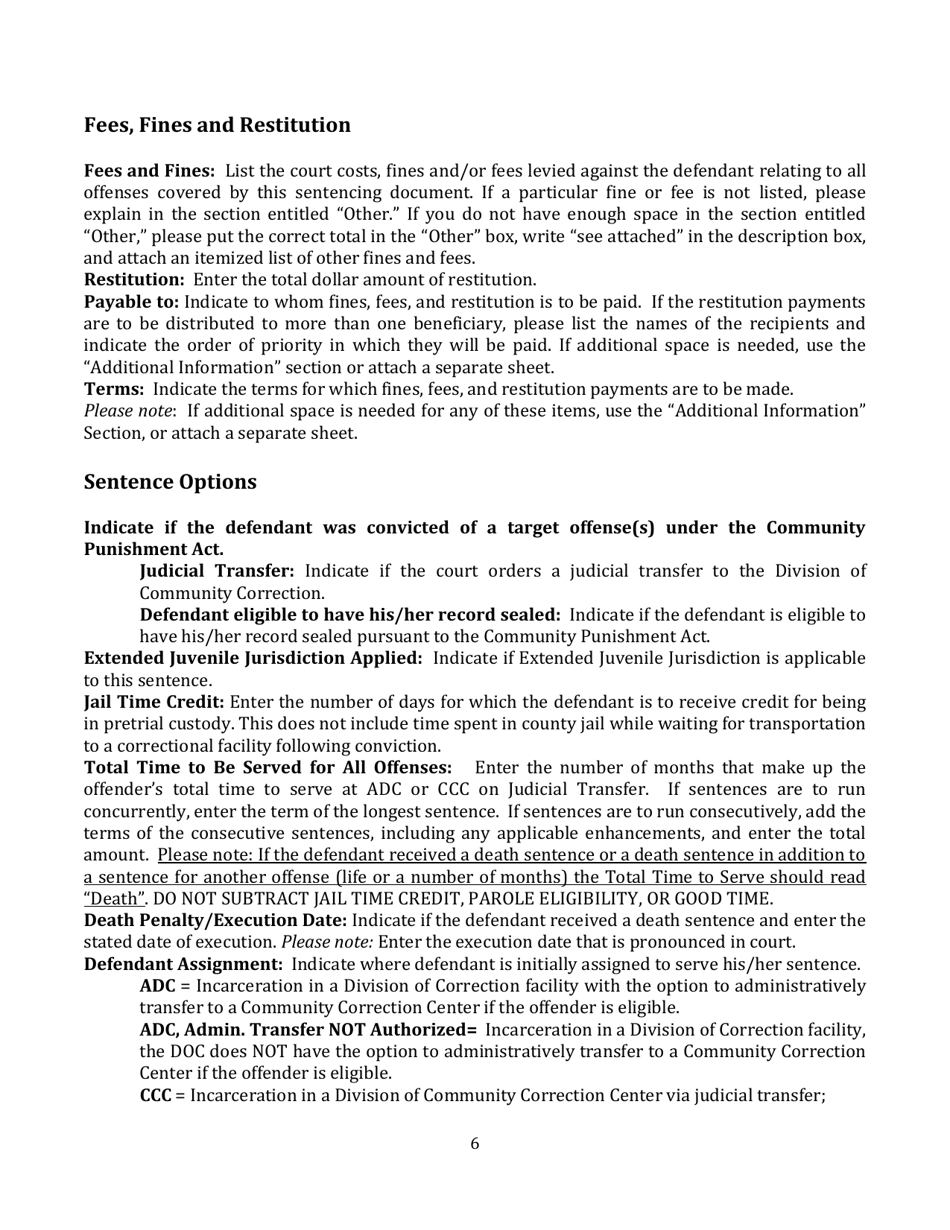 Instructions for Sentencing Order - Arkansas, Page 6