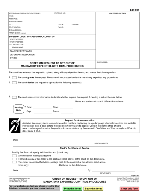 Form EJT-005  Printable Pdf