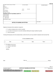 Document preview: Form NC-150 Notice of Hearing on Petition - California