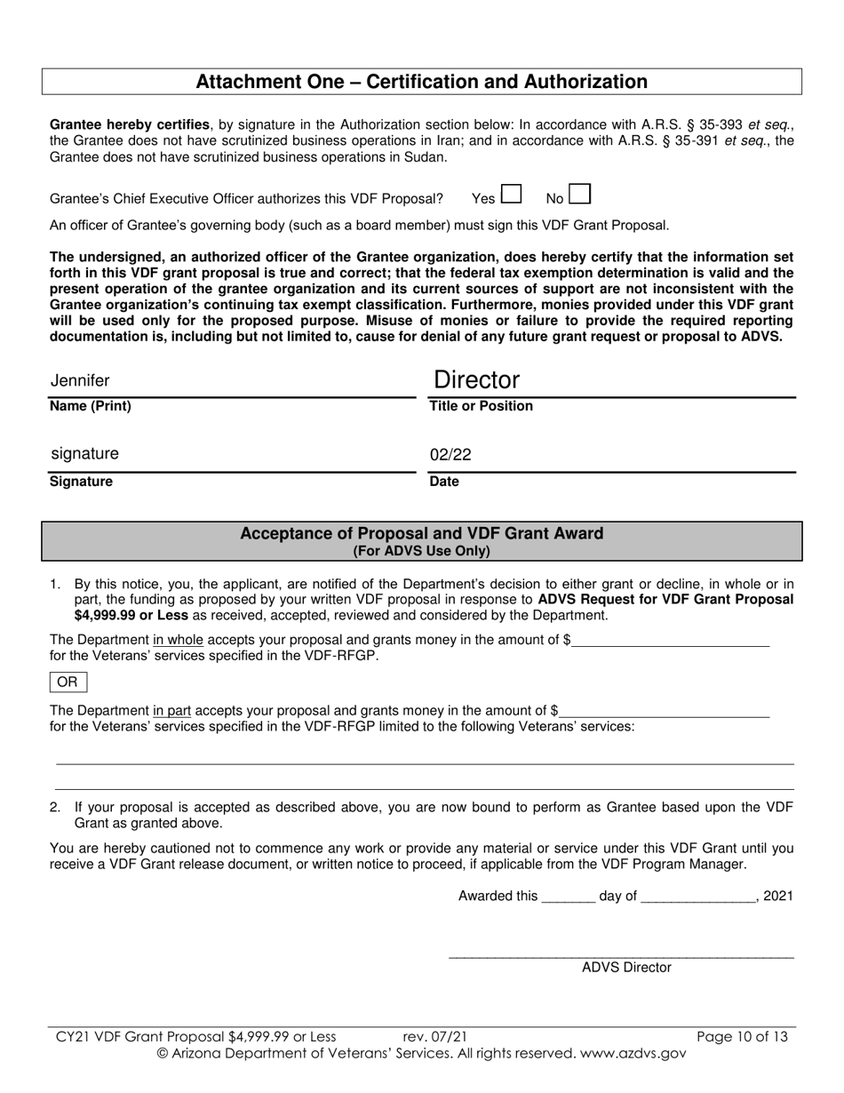 Proposal for Vdf Grant - $4,999.99 or Less - Arizona, Page 10