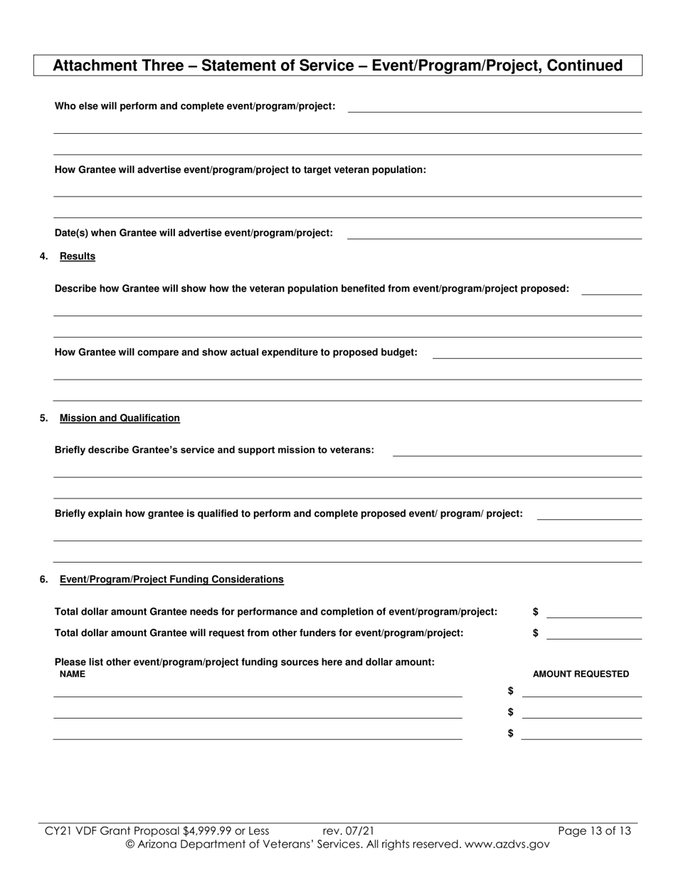 Proposal for Vdf Grant - $4,999.99 or Less - Arizona, Page 13