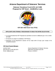 Proposal for Vdf Grant - $4,999.99 or Less - Arizona